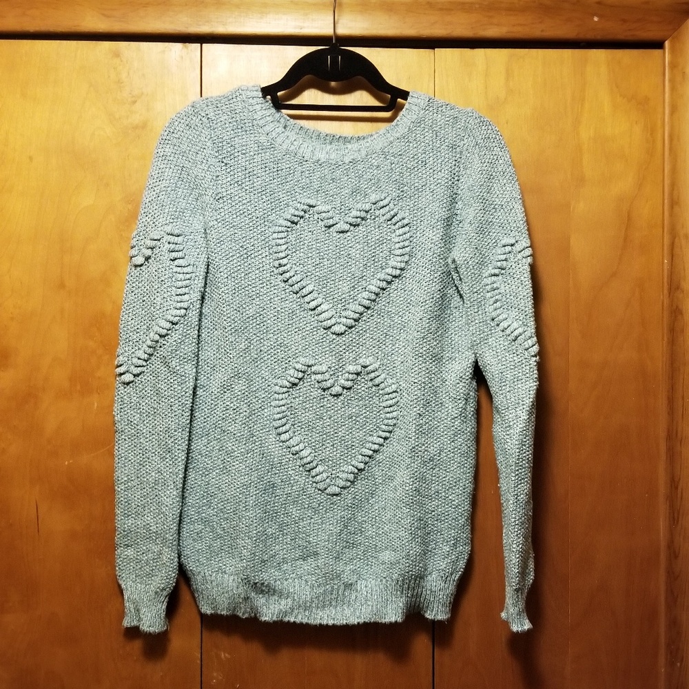 Mint Green Sweater with Hearts